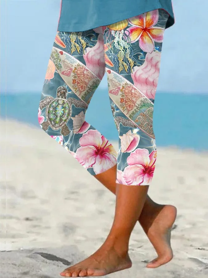 🔥Buy 3 Get 10% Off🔥Women's Hawaiian Turtle Print Resort Casual Leggings