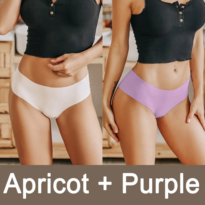 2PCS/Set Seamless Panties Women Sexy Underwear V Desgin Waist Briefs Plus Size Brazillian Pantys Female Lingerie Underpants