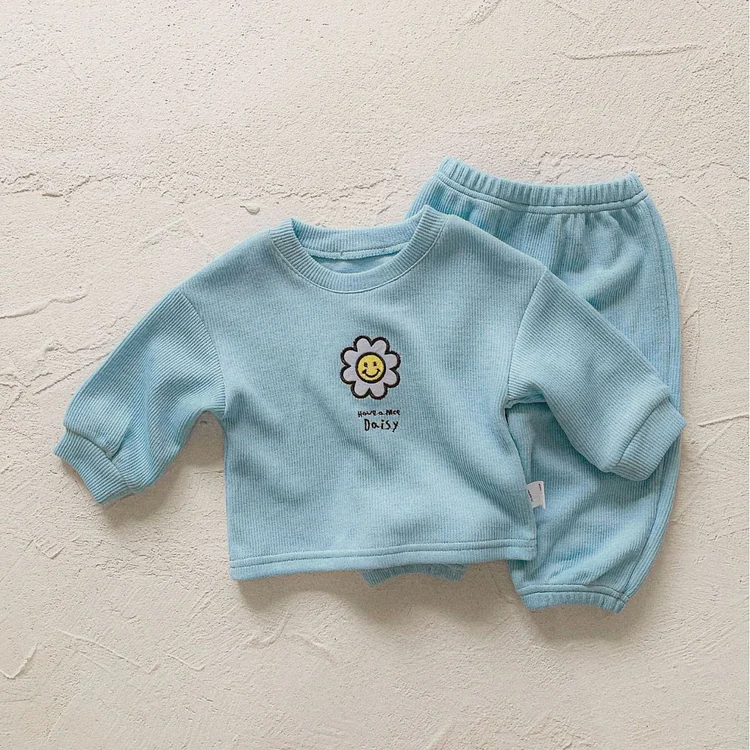 HAVE A NICE DAISY Baby Ribbed Sweatsuit 2 Pieces Set