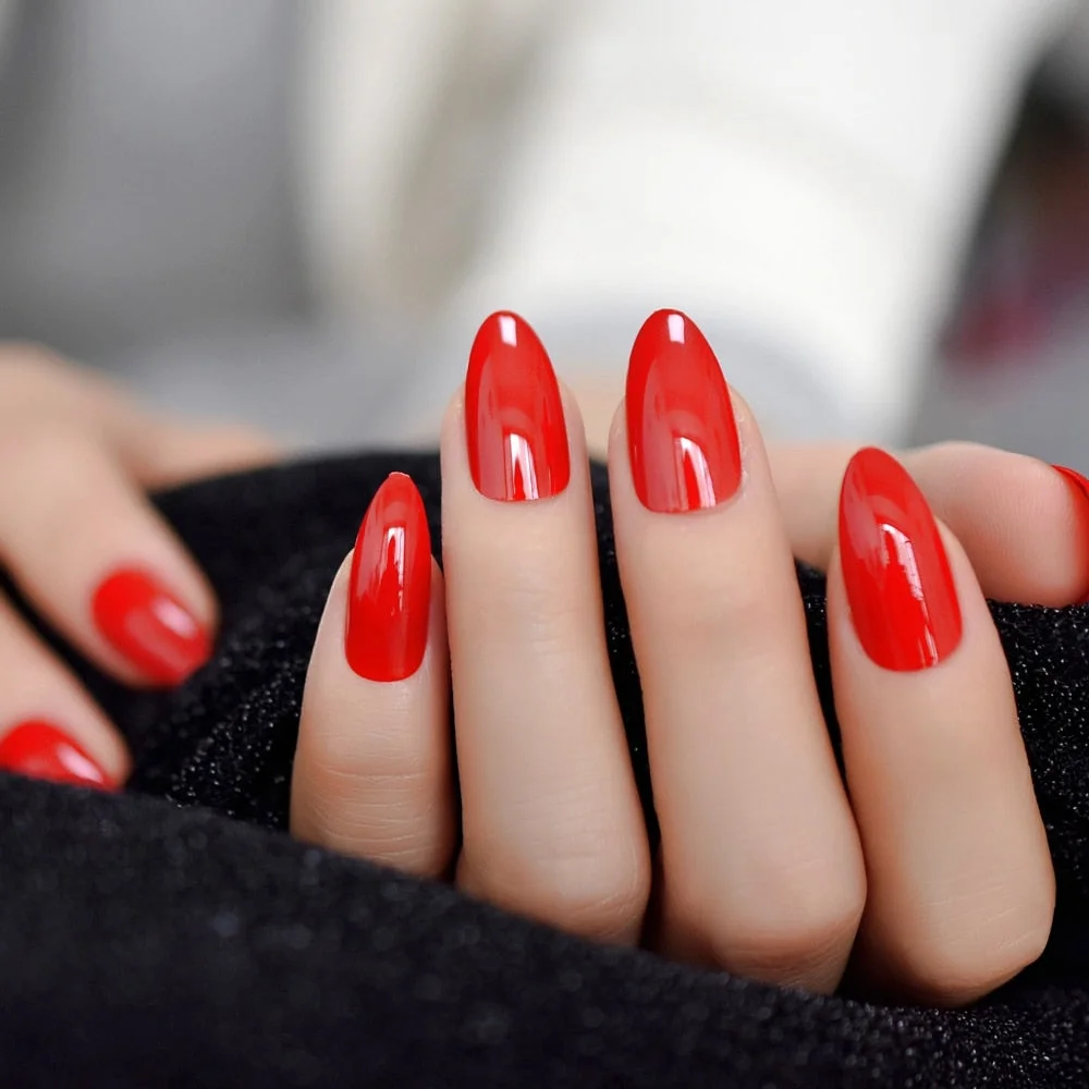 China Red Classical Stiletto Nails Fake gel Polish Shiny Fingernails Press On Glossy 24CT-Nail Inspo