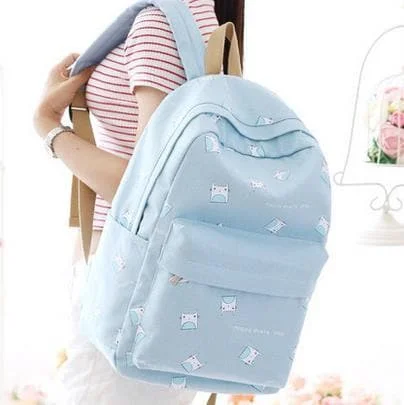 Light Blue/Pink/Navy Pastel Cartoon Backpack SP1710411