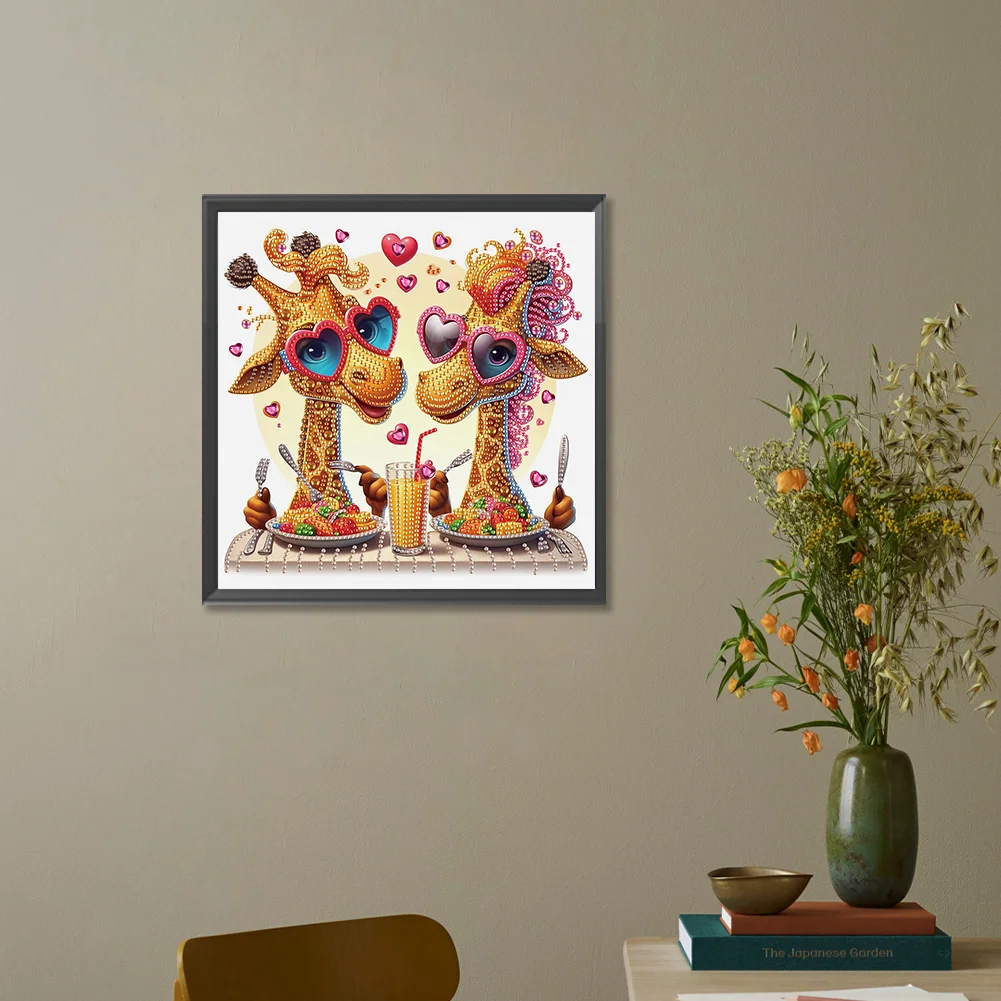 Diamond Painting - Partial Special Shaped Drill - Funny Giraffe(Canvas|30*30cm)