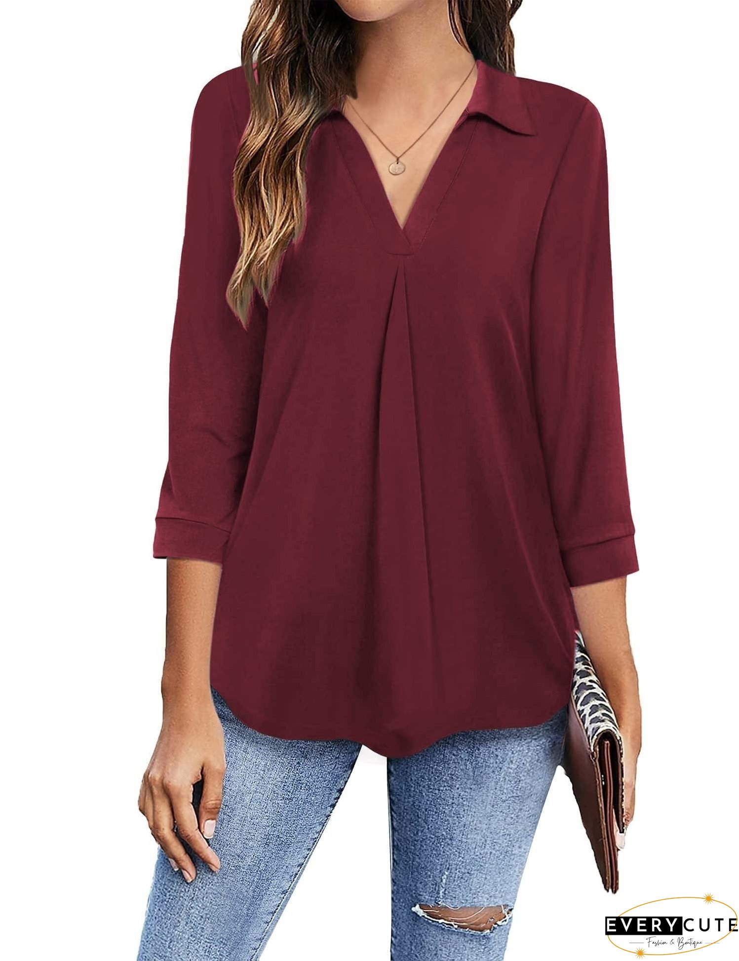 Plus Size V Neck Blouse
