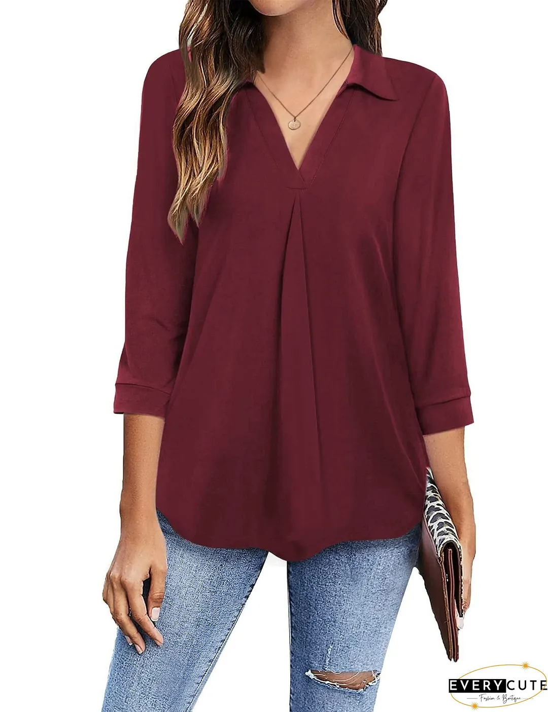 Plus Size V Neck Blouse