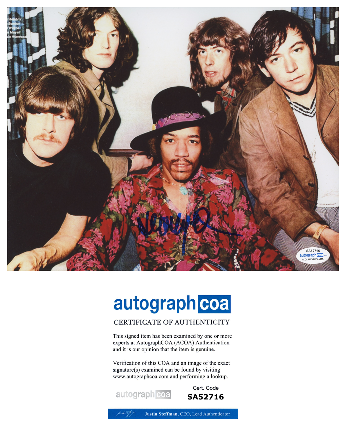 John Mayall Signed Autograph 8x10 Photo Poster painting The Bluesbreakers Jimi Hendrix ACOA COA