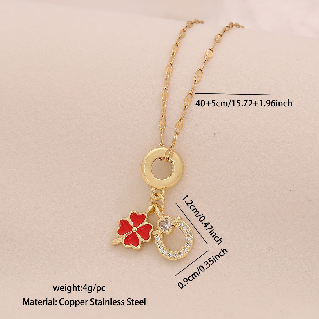 Diamond-Studded Four-Leaf Clover Pendant Color-Preserving Diy Necklace Fashion Love Daisy N1523