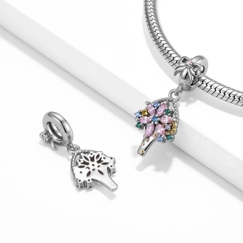 1 Piece 925 Sterling Silver Zircon Heart Shape Footprint Flower Jewelry Accessories3