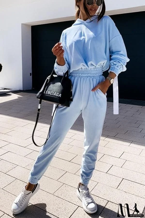 MidiSono - Sunday Chic Velvet Hoodies Top &Joggers Set