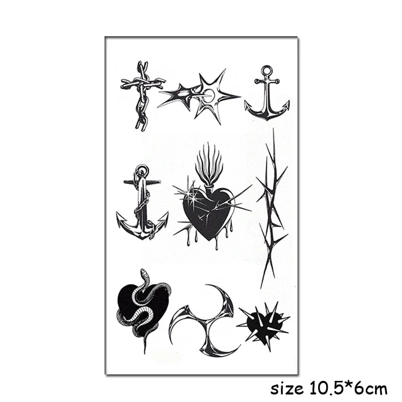 Temporary Tattoo Stickers Sexy Cross English Alphabet Line Fake Tatto Waterproof Tatoo Hand Leg Belly Small Size for Women Men