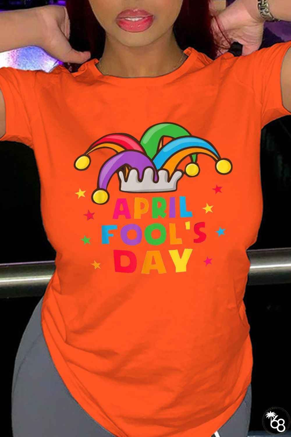 Orange Party Vintage Print Patchwork O Neck T-Shirts | 168DEAL