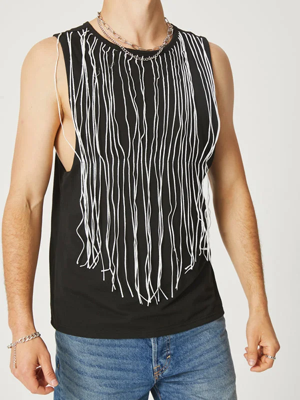 Aonga - Mens Fringe Sleeveless Tank Top VestI