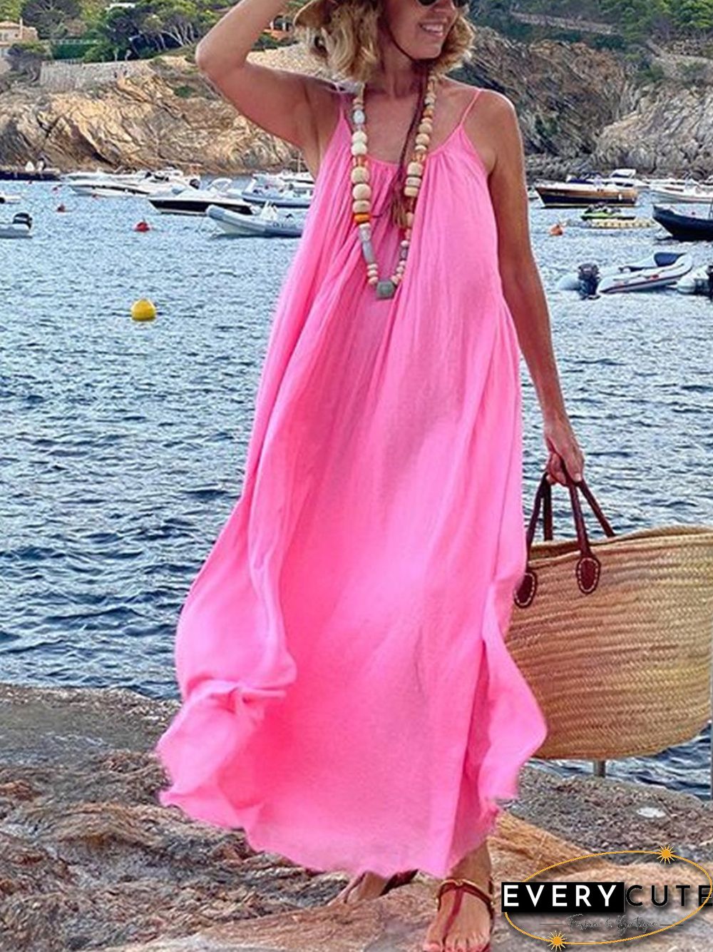 Golden Times Ethnic Print A-line Vacation Maxi Dress