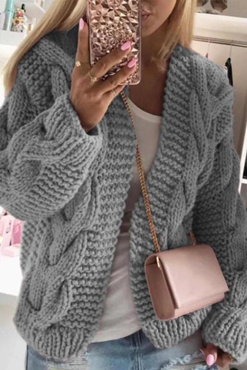 Casual Solid Patchwork Cardigan Collar Cardigans(5 Colors) | 168DEAL