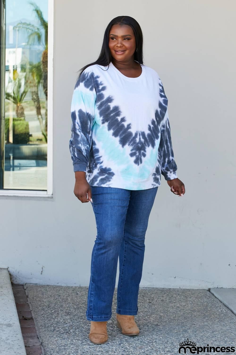Sew In Love Full Size Tie-Dye Side Slit Sweatshirt