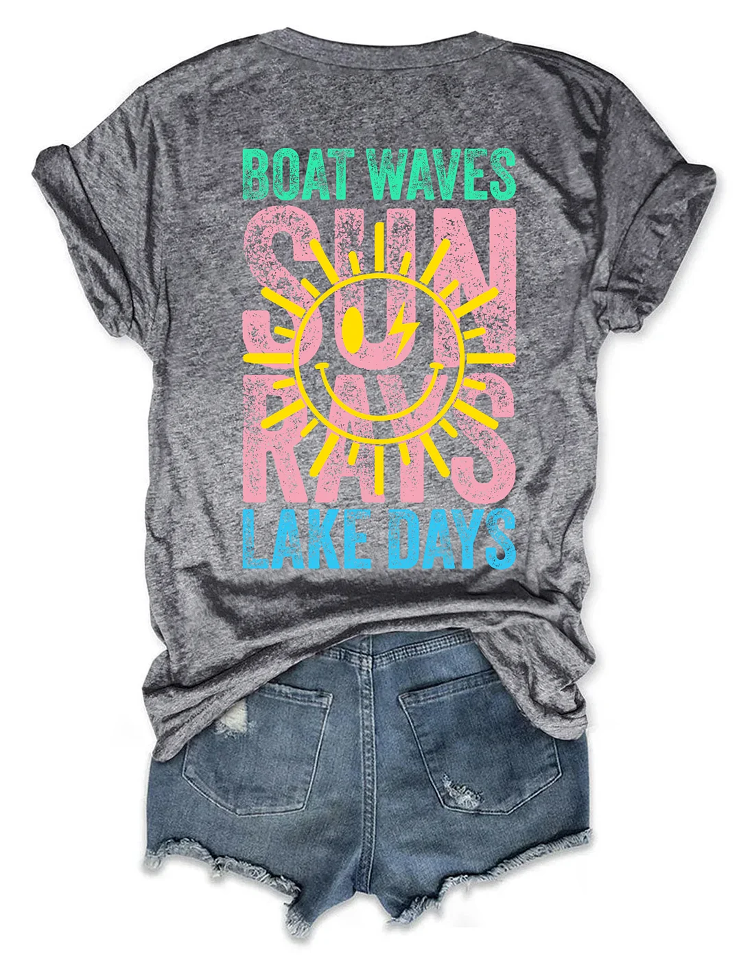 Boat Waves Sun Rays Lake Days T-shirt