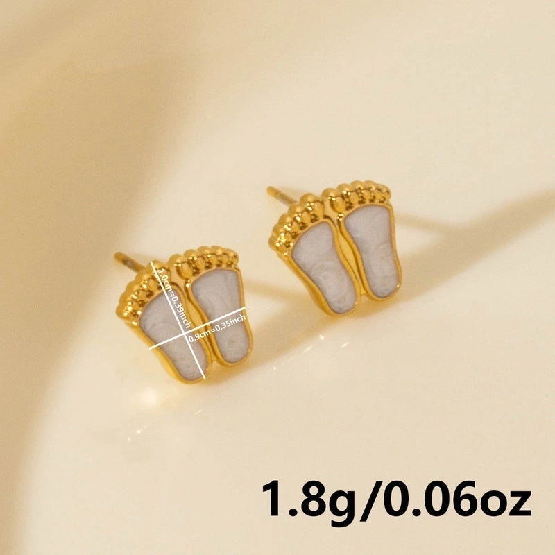 1 Pair Elegant Footprint 304 Stainless Steel Ear Studs