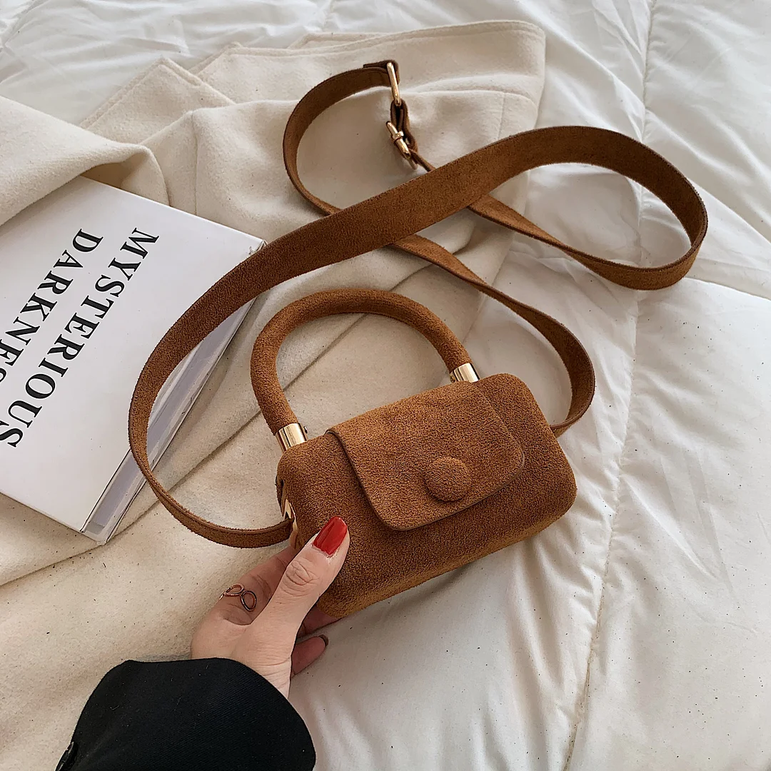 էѧӧܧ Small Vintage Faux suede Underarm Baguette Shoulder Crossbody Bags For Women 2021 Winter Simple Handbags and Purses