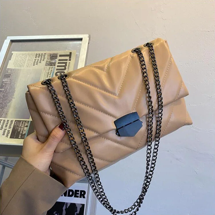 Woherb 2022 New Casual Chain Crossbody Bags For Women Fashion Simple Shoulder Bag Ladies Designer Handbags PU Leather Messenger Bags