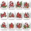 (US Local)12pcs Christmas Cardinal Diamond Painting Keychains Kit DIY Diamond Art Charms