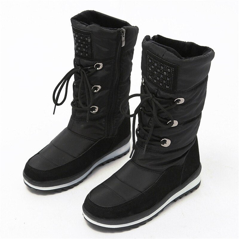 APHIXTA 2020 Winter Snow Boots Woman Plush Warm Shoes Crystal Women Mid-Calf Boots Women's Boots Waterproof Boots shoes 35-41