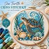 Ocean Animals Stamped Needlework Cross Stitch Kit 14CT tapestrymarket