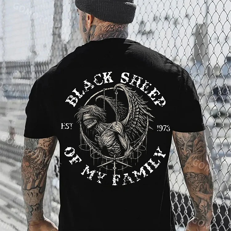 BLACK SHEEP OF MY FAMILY Blindfolded Devil Print Men's T-Shirt, Custom Year Of Birth T shirt, Cotton Tee Shirt