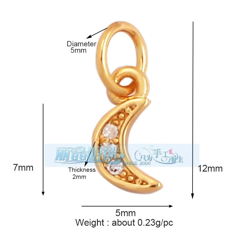 1 Piece 12 * 23mm 15*15mm 5*12mm Hole 5~5.9mm Half 925 Silver Zircon Sun Moon Pendant Jewelry Accessories