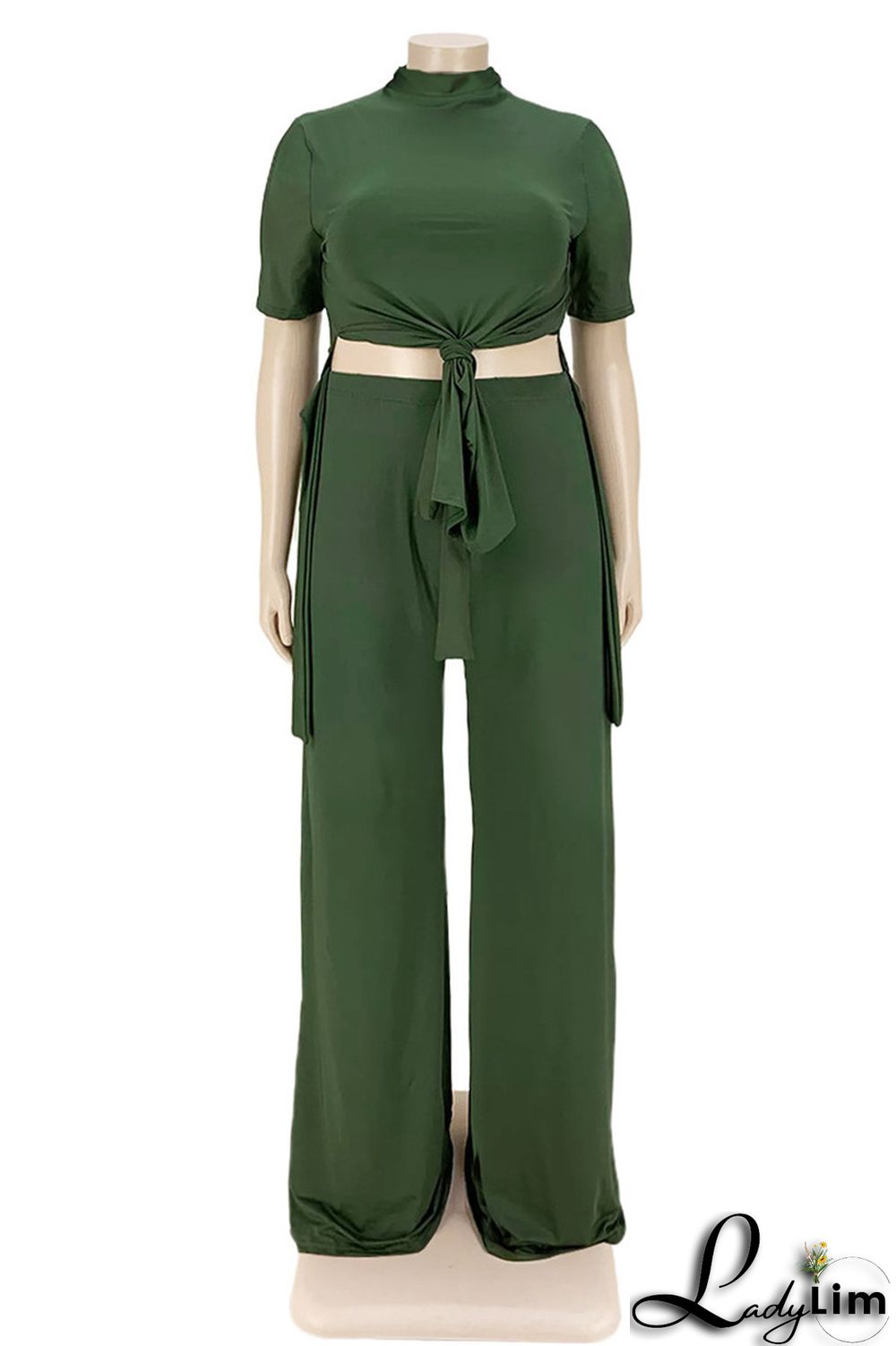 Black Fashion Casual Solid Bandage Slit Turtleneck Plus Size Two Pieces