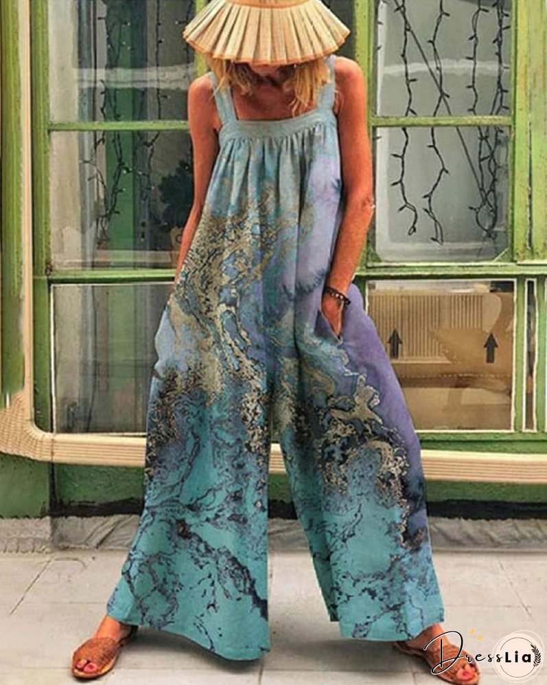 Plus Size Fashion Loose Strap Wide Leg Jumpsuit