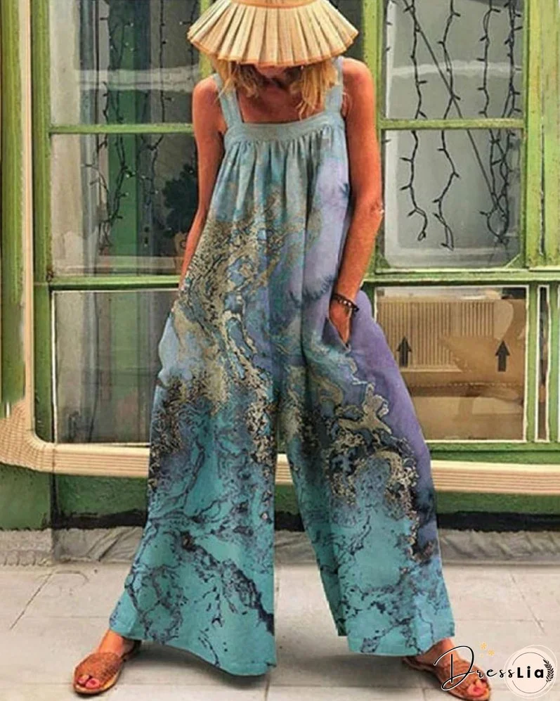 Plus Size Fashion Loose Strap Wide Leg Jumpsuit