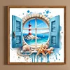 Leuchtturm am Meer vor dem Fenster - Rundbohrer Diamantmalerei - 30*30cm