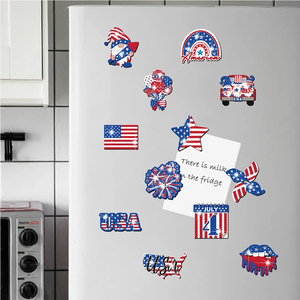 12pcs American Flag Diamond Painting Refrigerator Magnets Diamond Art Kits