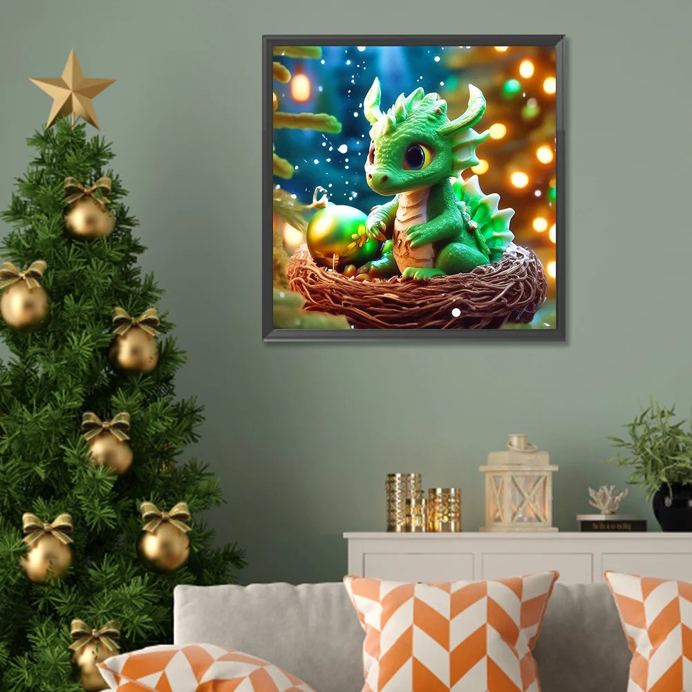 Full Round Diamond Painting 30*30cm - Dragon In The Nest