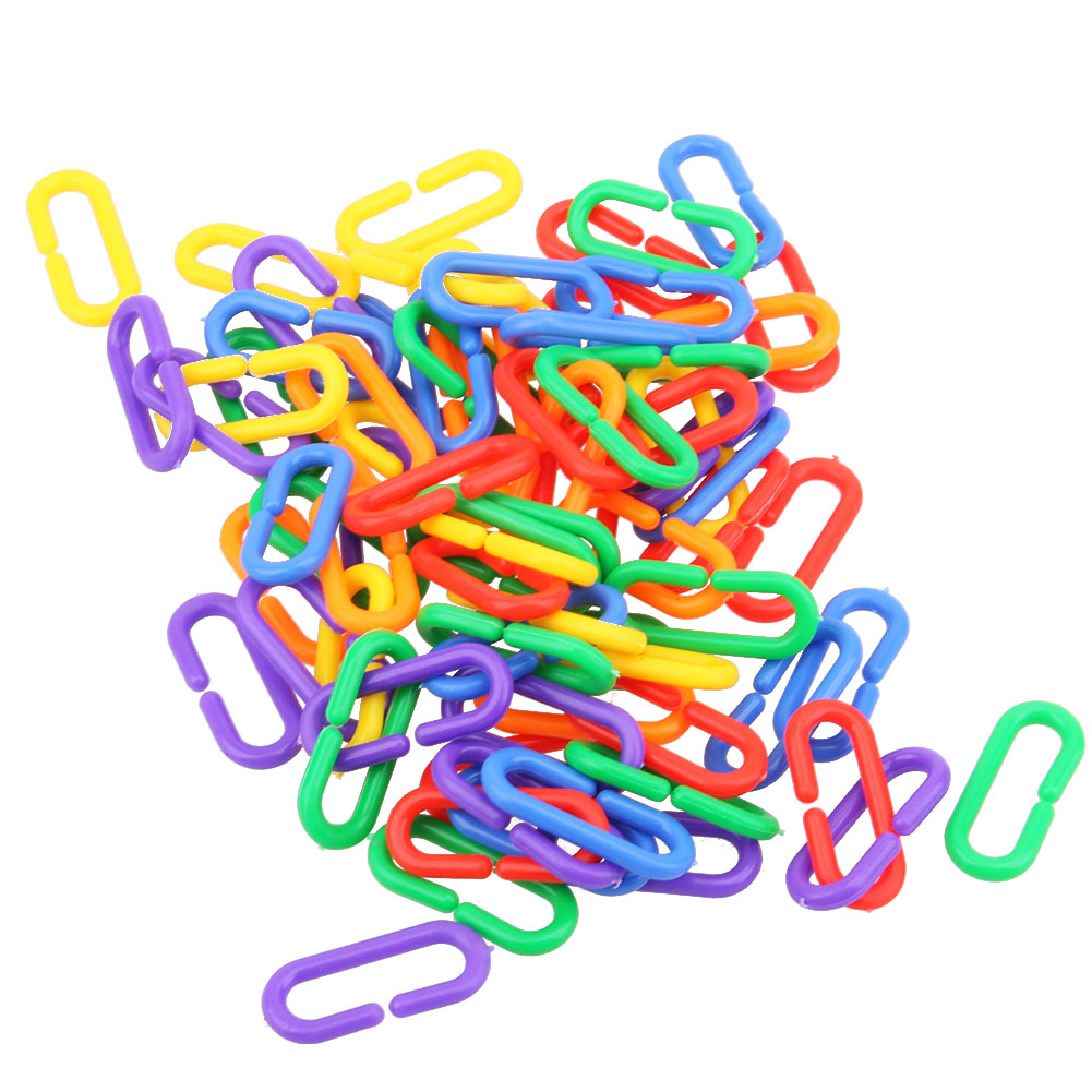 

100pcs Plastic C-clips Hooks Chain C-links Sugar Glider Rat Parrot Bird Toy, 501 Original