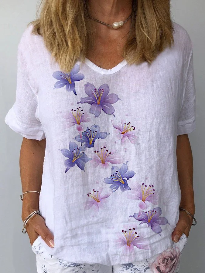 Women's Floral Print Casual Cotton Shirt