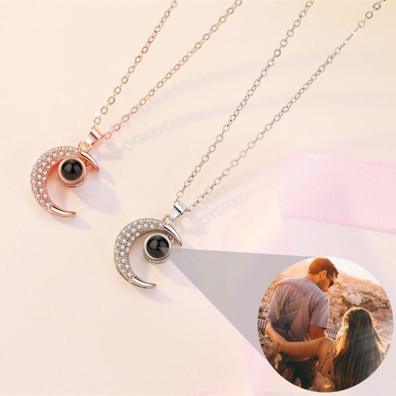 Personalized Photo Projection Necklace - Moon