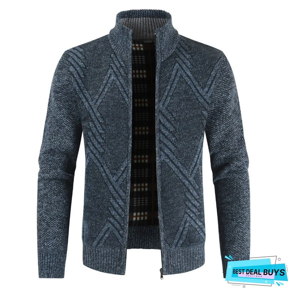 Geometric Men's Casual Sweater Coat