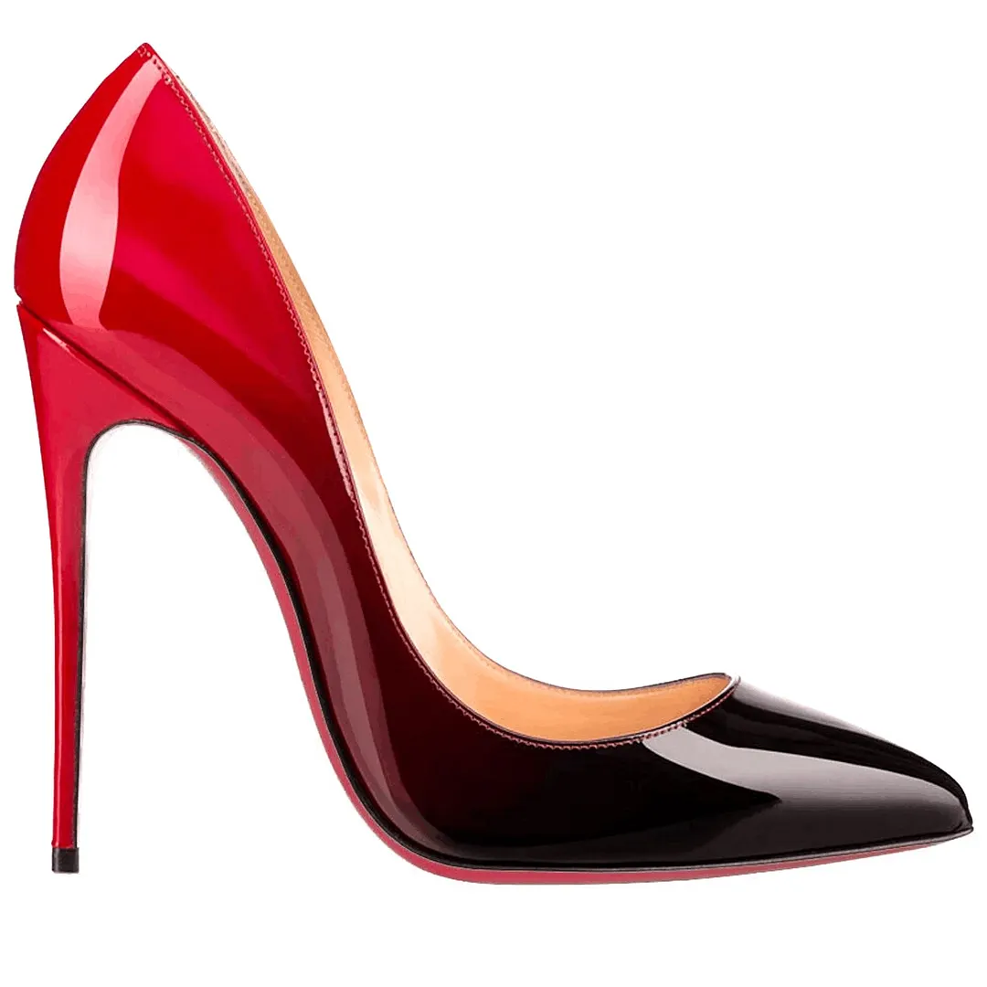 4.72"  Red Bottom Gradient High Heels Fashion Pumps Patent-vocosishoes