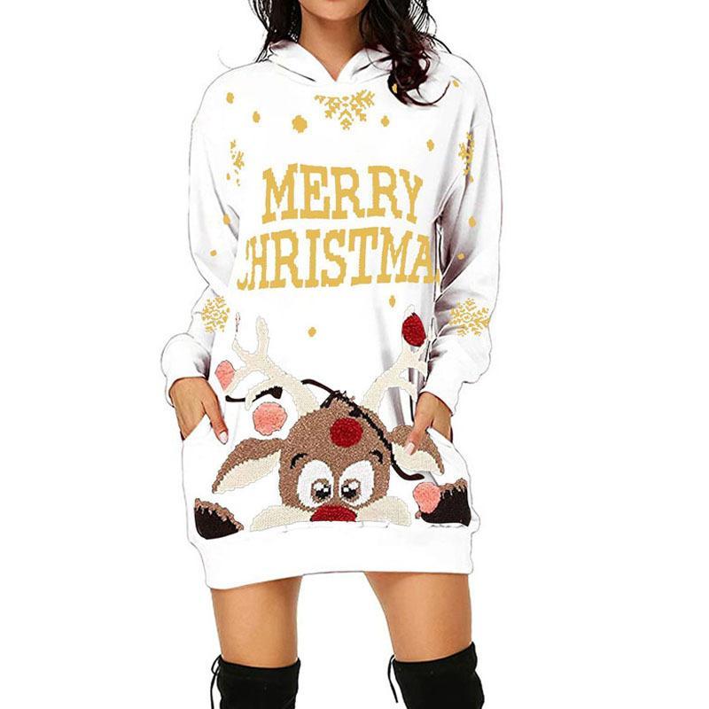  thdmladies Christmas Print Pocket Dress thedmladies