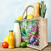 Diamond Painting Flower Garden Linen Tote Bag Replaceable Canvas for Women
