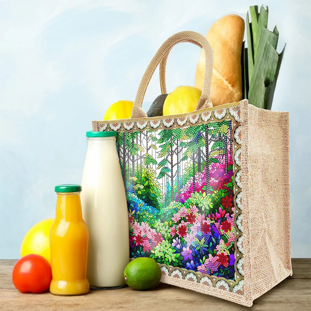 [Upgrade - Waterproof Bag]DIY Green Garden Diamond Painting Tote Bag Replaceable Canvas for Women Adults