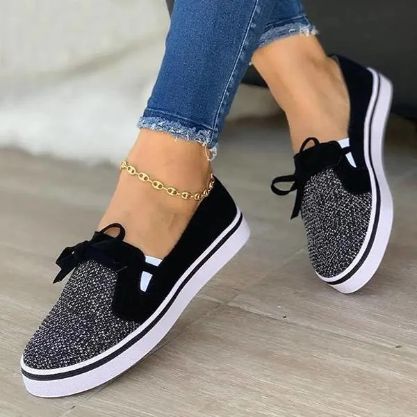 Women Simple Fabric Slip On Flat Heel Loafers