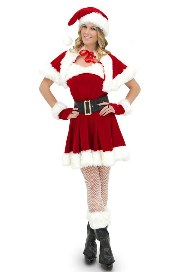 Sexy Wraped Belted Mrs Santa Claus Costume Women-elleschic