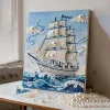 DIY Framed Pearl Painting - Handmade Self - Adhesive Pearls - Sailboat