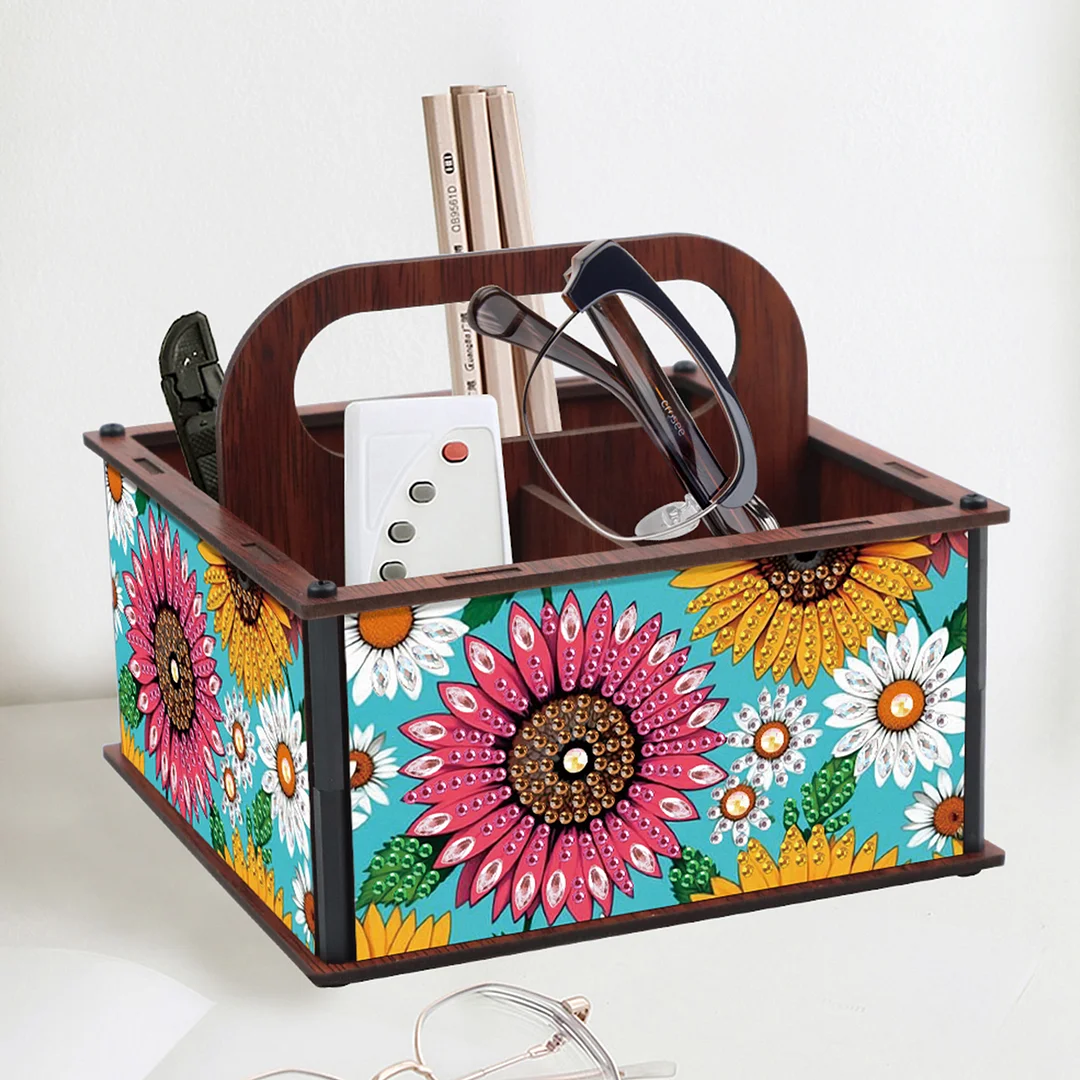 DIY Flower Wooden Diamond Painting Handheld Storage Box Kit Tabletop Art Decor