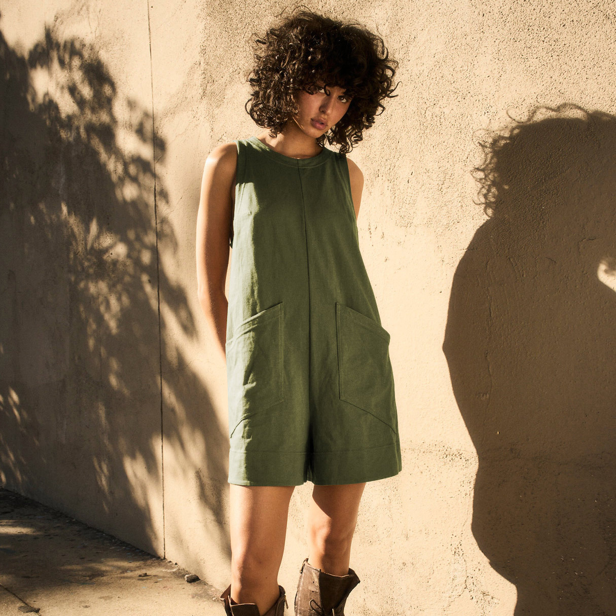 Mature Women Solid Color Loose Jumpsuit With Pockets Fashion Summer Straight Cargo Shorts Overall Pants Beach
