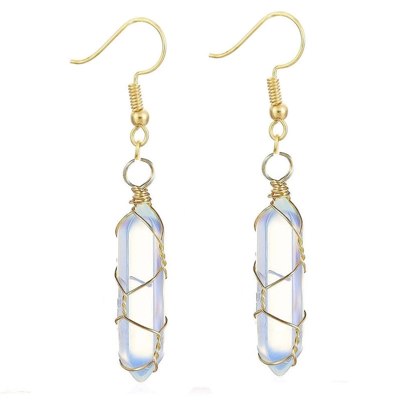 1 Pair Casual Minimalist Geometric Natural Stone Crystal Iron Drop Earrings