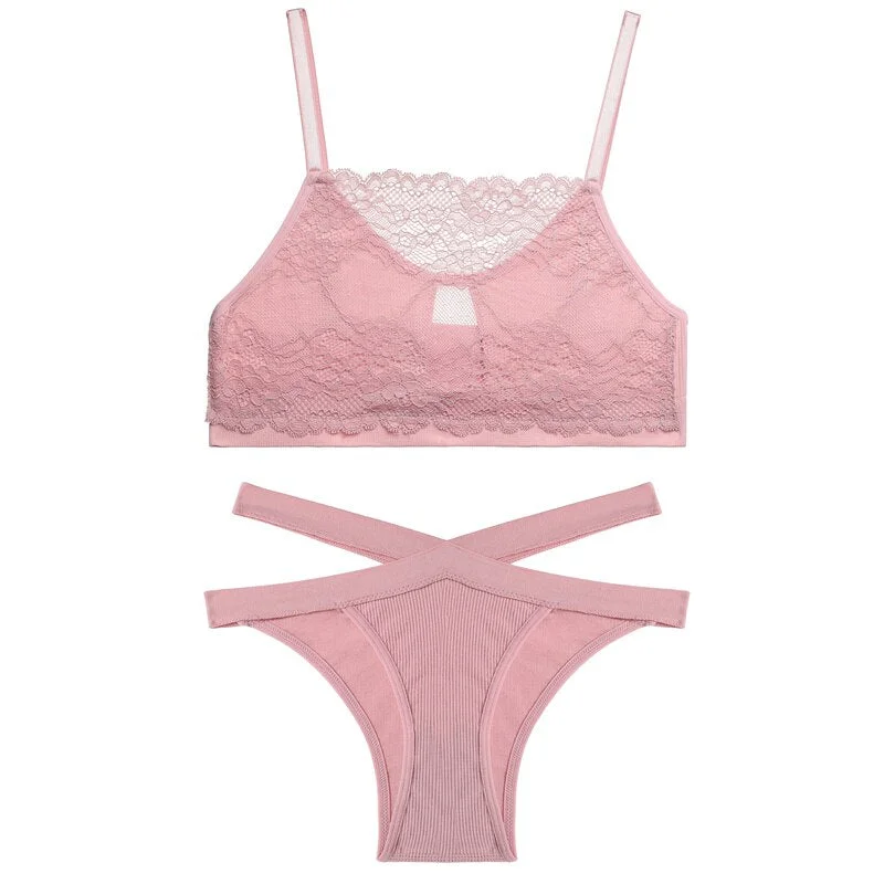 FINETOO Lace Bra Set Women Underwear Lingerie Bralette Tank Top + Pantys Female Brassiere Suit Intimates Push Up Sexy Crop Top