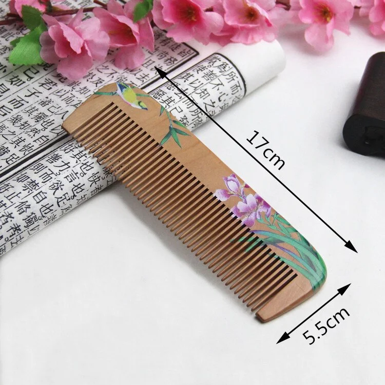 1Pcs Natural Peach Wood Comb Close Teeth Anti-static Head Massage Hair Care Wooden Tools Beauty Accessories Beauty Supplies