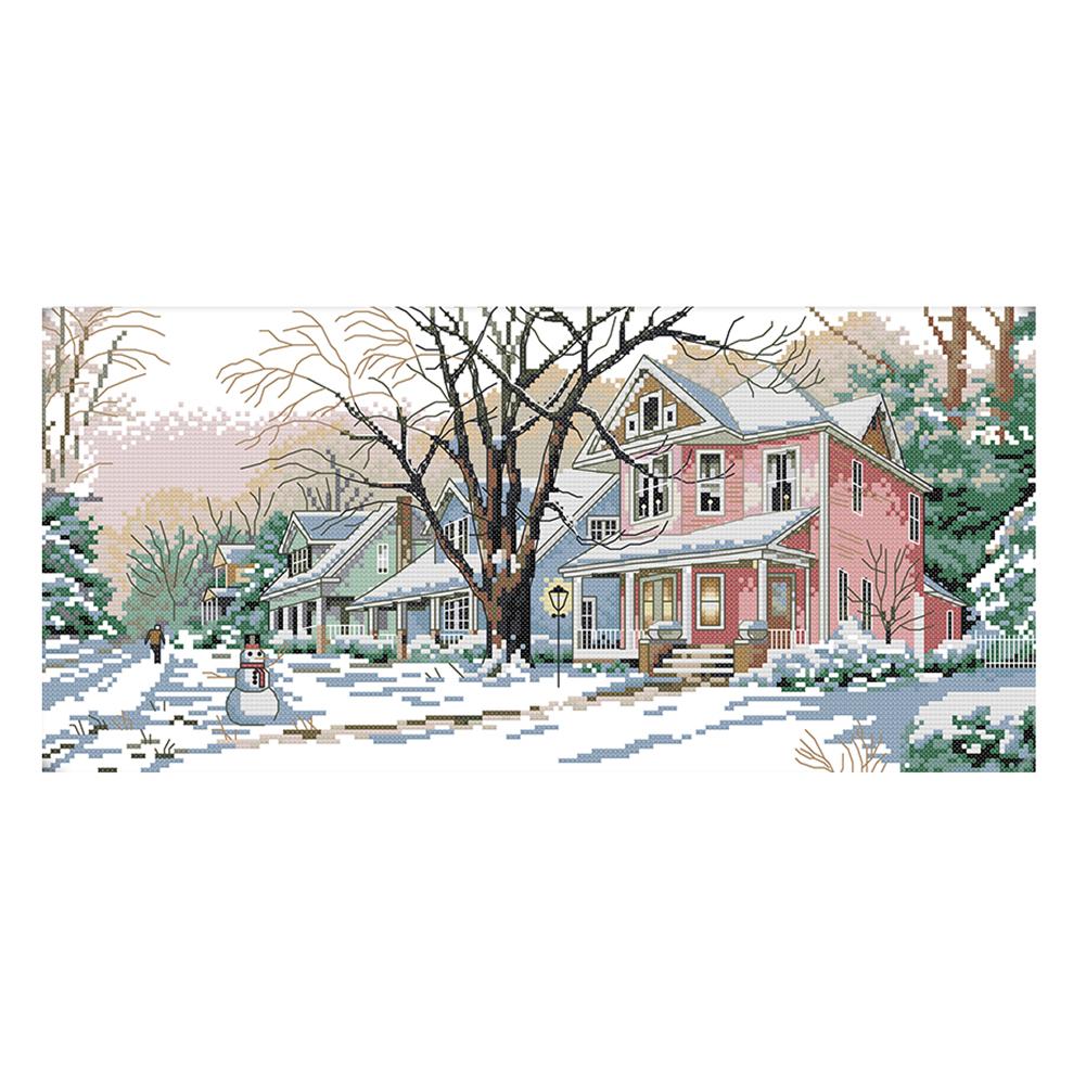 

Snow scene - 14CT Stamped Cross Stitch - 47*26cm, 501 Original
